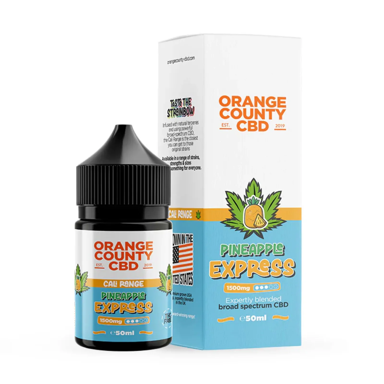 Orange-County-Pineapple-Express-1500mg-CBD-E-Liquid-Juice-50ml-Bottle.webp Orange County Pineapple Express - Image 1