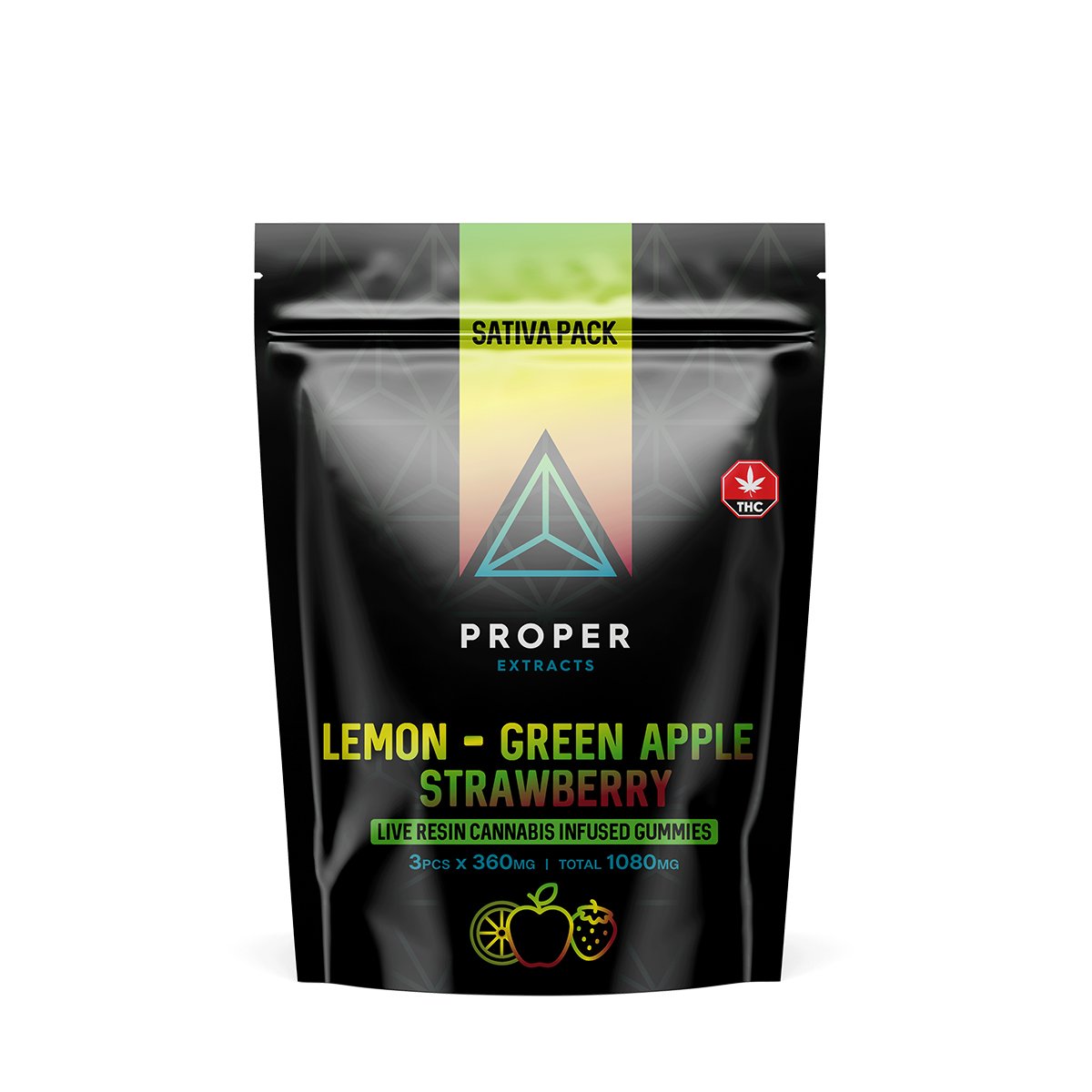 Proper-Extracts-Sativa-Pack-Gummies.jpg Sativa Pack Live Resin Gummies (1080mg THC) – Proper Extracts - Image 1